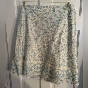 J. Jill Blue and White Embroidered Skirt
